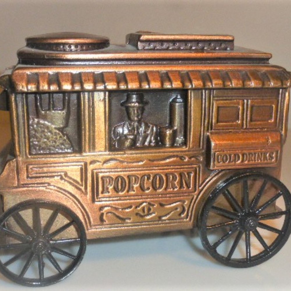 Vintage Wagon POPCORN WAGON Musical Bank YESTERDAY #M-7582 Music Box CARNIVAL
